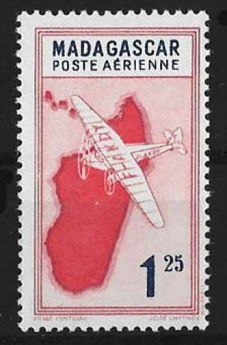 Madagascar 1942 - Y&T Poste Aérienne 27 ** MNH - carte de Madagascar