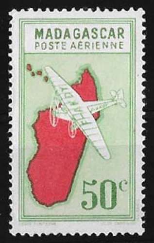 Madagascar 1942 - Y&T Poste Aérienne 25 ** MNH - carte de Madagascar