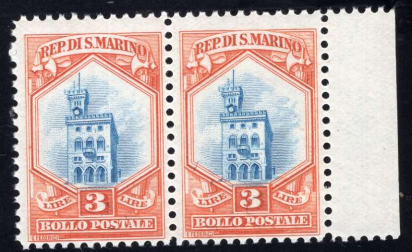 Saint-Marin (1929) Palais du Conseil - 3 lire ** MNH