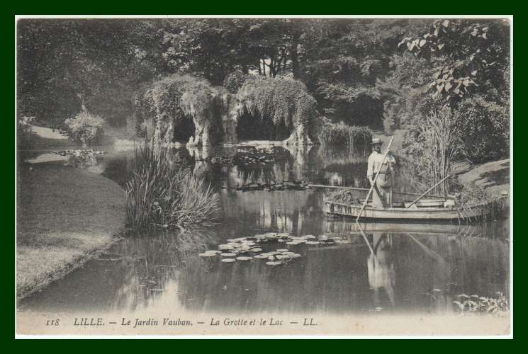 CPA LILLE (59) Le Jardin Vauban, la Grotte et le Lac, LL., animée, écrite TB