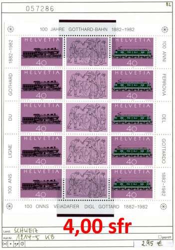 Suisse 1982 - Michel 1214-1215 -  ** neuf - 3 feuilles