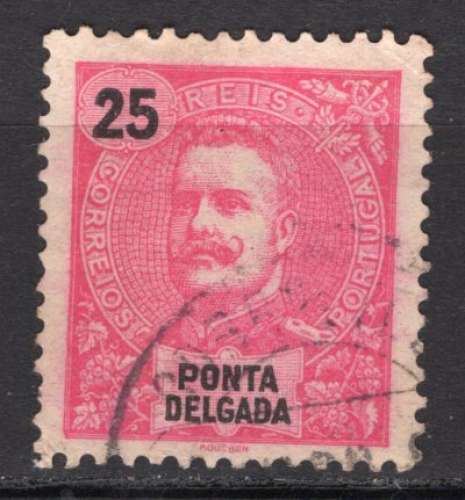 PONTA DELGADA 1899 ROI CARLOS 1ER 25 CT ROSE OBLITERE