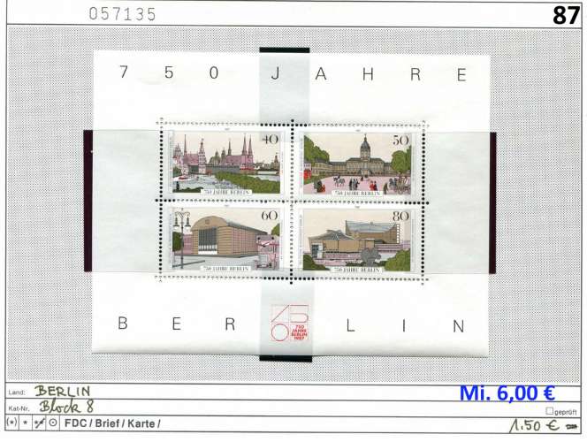 Berlin 1987 - Michel bloc 8 - ** neuf mnh - 