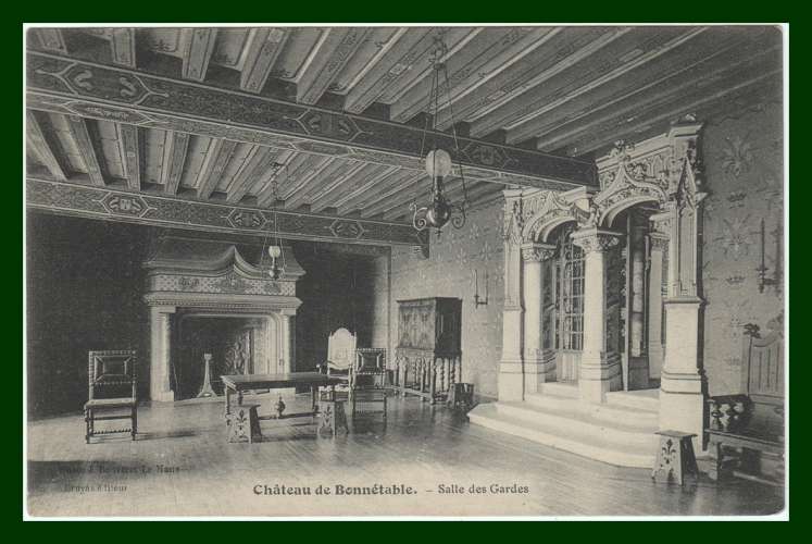 CPA BONNETABLE (72) Château, Salle des Gardes non écrite TB