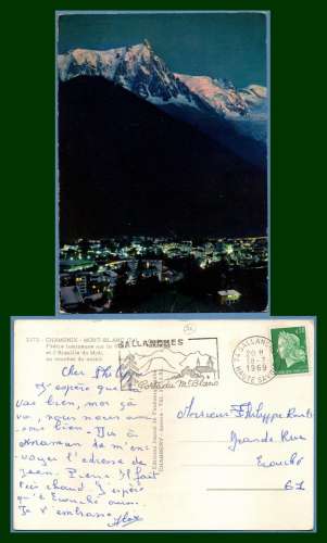 CPSM CHAMONIX MONT BLANC (74) Flamme Sallanches 1969