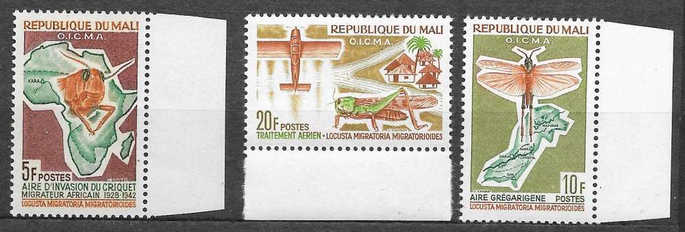 Mali n°60 à/to 62 insecte criquet 1964 **