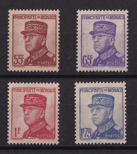 MONACO  Y/T  n° 159-160-163-165    neuf **   1937