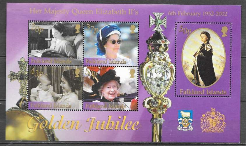 Falkland  BLOC 2002 Queen Elizabeth, Golden Jubilee NEUF * ( MLH )