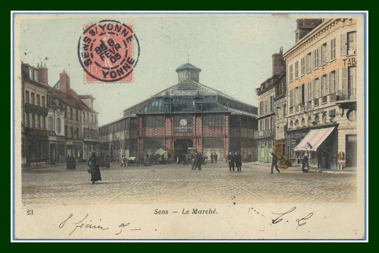  CPA SENS (89) Le Marché, animé, voy. 1905 BE