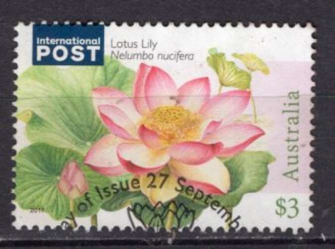 AUSTRALIE 2017 FLEURS  PLANTES AQUATIQUES  LE LOTUS SACRE OBLITERE