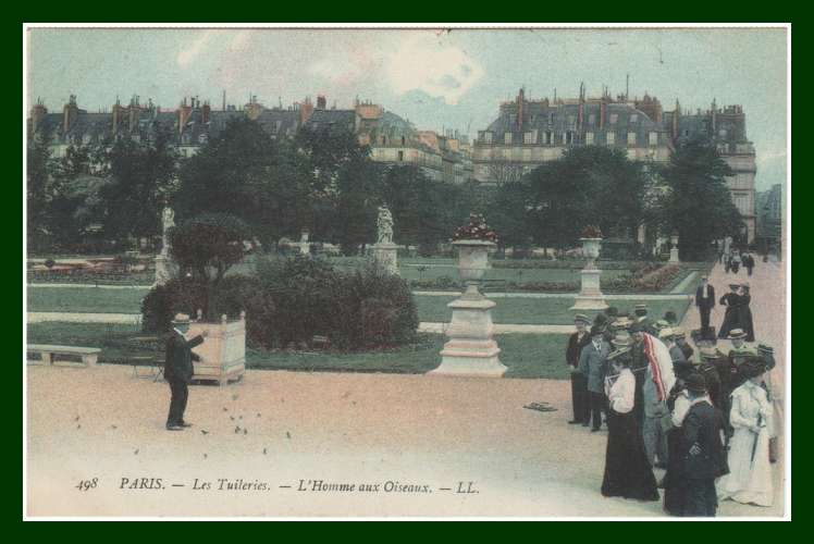 CPA PARIS (75) Les Tuileries, l' Homme aux Oiseaux LL. non écrite TB