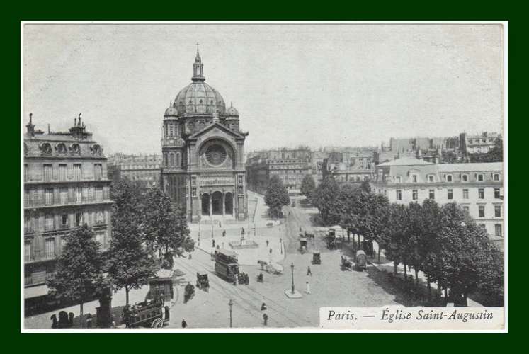 CPA PARIS (75) Eglise Saint - Augustin, non écrite, tramway