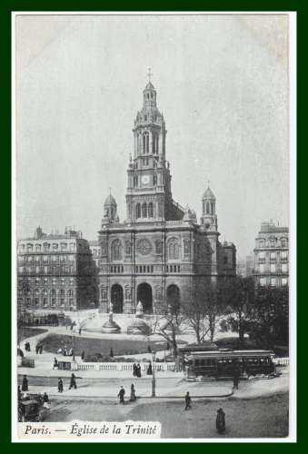 CPA PARIS (75) Eglise de la Trinité, non écrite, tramway