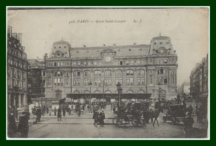 CPA  PARIS (75) Gare Saint Lazare  écrite, tacot calèche