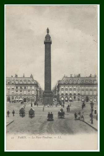 CPA  PARIS (75) Place Vendôme LL. voy Blanc, tacot calèche