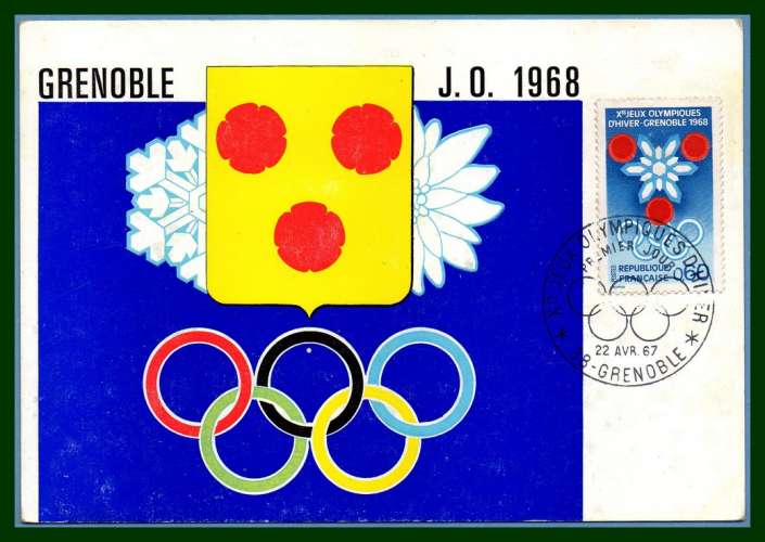 Carte Maximum N° 1520 Jeux Olympiques d'Hiver Grenoble 1968