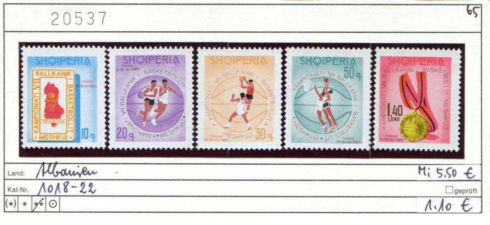 Albanie 1965 - Michel 1018-1022  - ** neuf mnh 