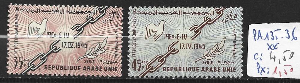 SYRIE PA 135-136 ** côte 4.50 €