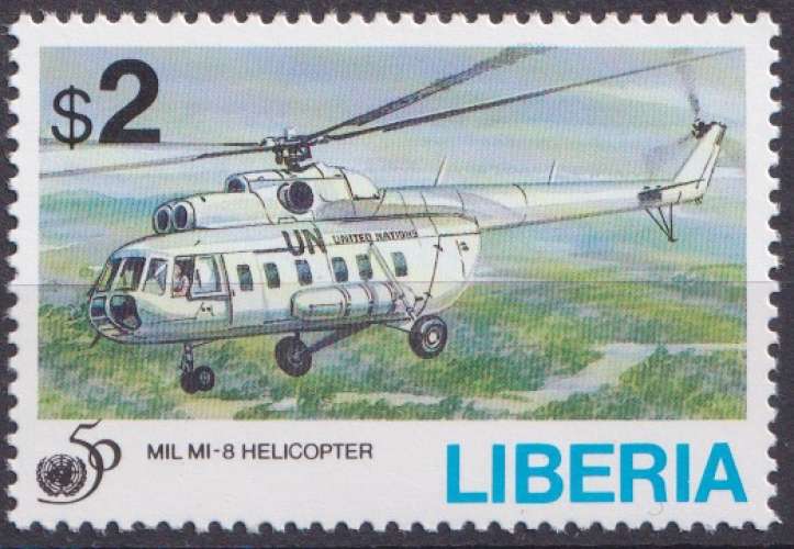 Liberia 1995 Y&T 1298 neuf ** - Nations Unies - Hélicoptère 