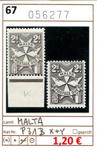 Malta 1967 - Michel timbres taxe 31 B x+y - ** neuf mnh