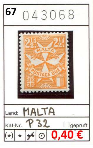 Malta 1967 - Michel timbres taxe 32 - ** neuf mnh