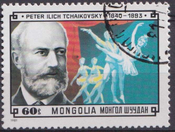 Mongolie 1981 Y&T 1155 oblitéré - Compositeurs - Tchaikovsky 