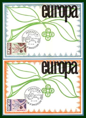  MONACO Carte Maximum N° 675 676 EUROPA 1965