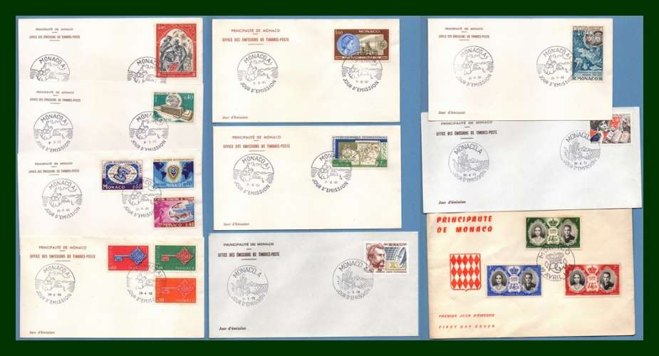  MONACO Lot 10 FDC entre 1956 et 1976