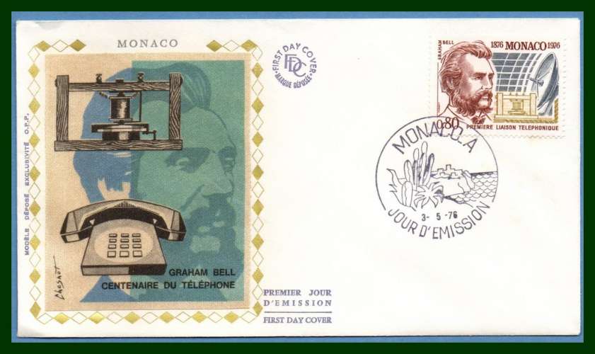  MONACO FDC N° 1053 Graham Bell 1976 Téléphone