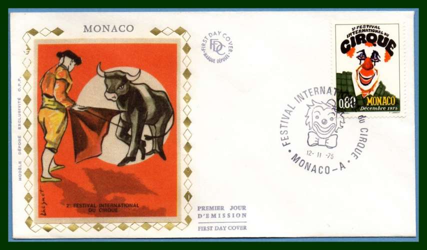  MONACO FDC N° 1039 Festival int. du Cirque 1975 clown