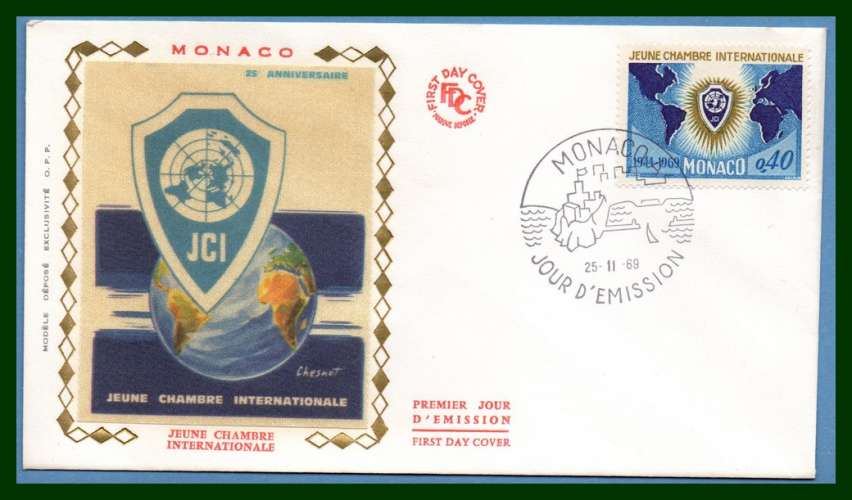  MONACO FDC soie N° 808 Chambre de commerce 1969 