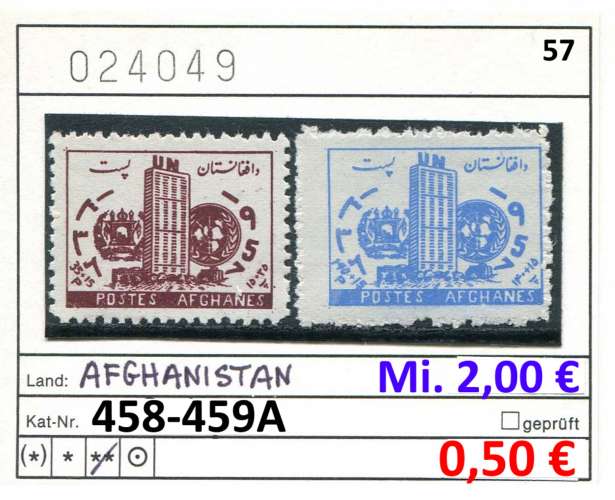 Afghanistan 1957 - Michel 458-459 A - ** neuf mnh