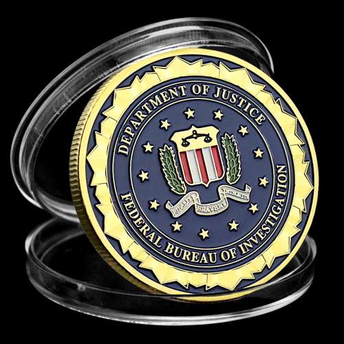 Médaille NEUVE plaquée Or - FBI Federal Bureau of Investigation