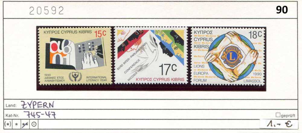 Chypre 1990 - Michel 745-747 - ** mnh neuf - 