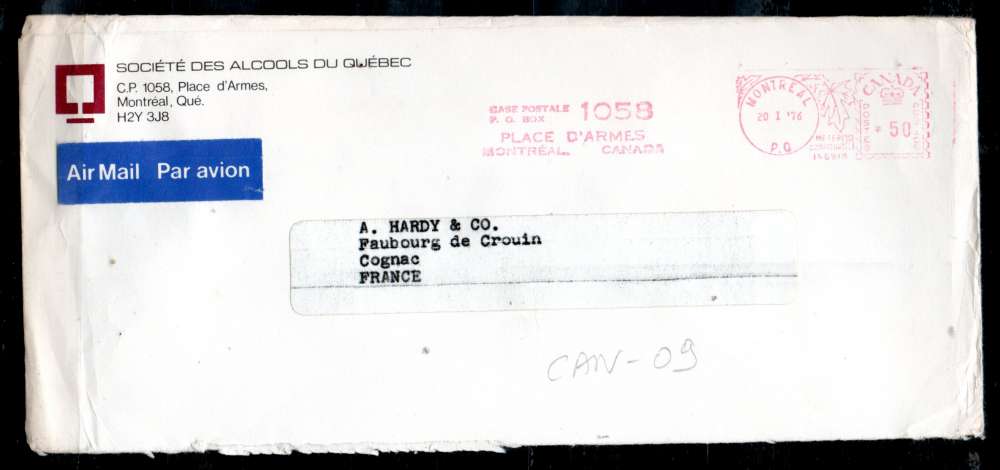 Canada > France Lettre par avion EMA MONTREAL 1976