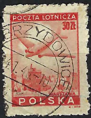 Pologne - 1946 - Y & T n° 15 Poste aérienne - O.