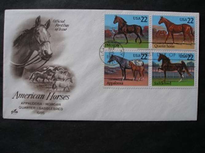 USA 1985 - Chevaux de race - FDC