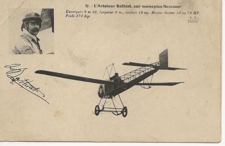 AVIATEUR BATHIAT - CP DE 1912 SIGNE