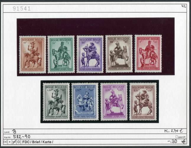 Belgique 1942 - Michel 582-590 - COB   - ** mnh neuf