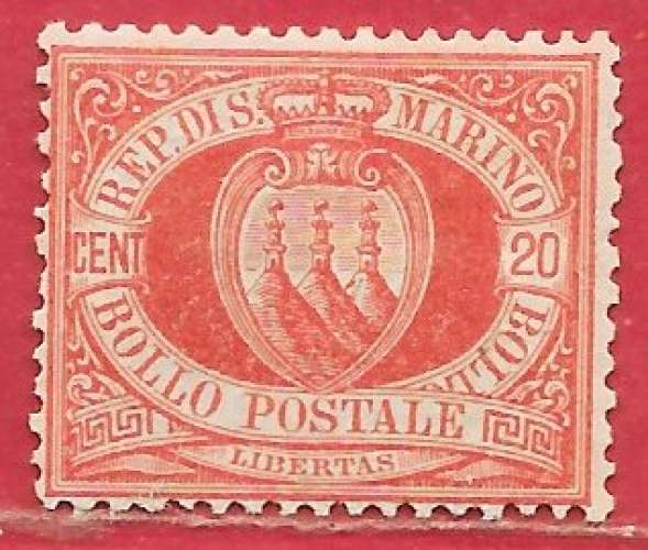 Saint-Marin n°4 20c rouge 1877-90 *