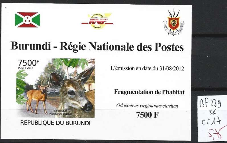 BURUNDI BF 239 ** côte 17 €