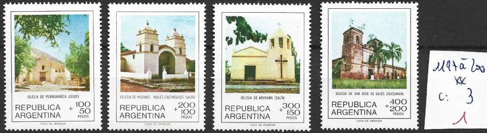 ARGENTINE 1197 à 1200 ** côte 3 € 