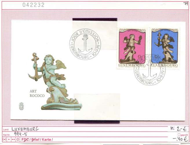 Luxembourg 1979 - Michel 994-995 - oo oblit. - sur FDC - 