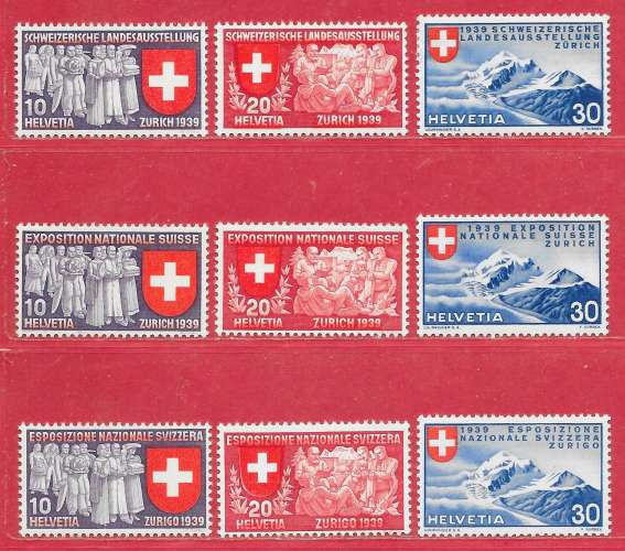 Suisse n°320 à/to 328 exposition nationale Zurich 1939 **