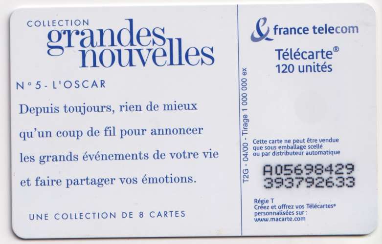 Télécarte 04/00 - F1055 - 120 U - SO3 - L'oscar   (utilisée)