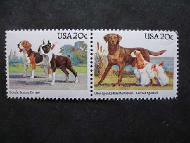 USA 1984 - Série chiens ( complète ) - Mnh** SANS GOMME