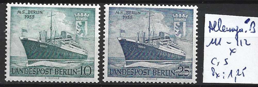 ALLEMAGNE BERLIN 111-112 * côte 5 €