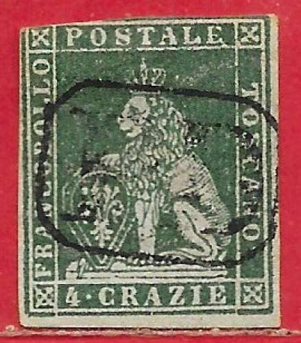 Toscane n°6 4c vert 1851 o