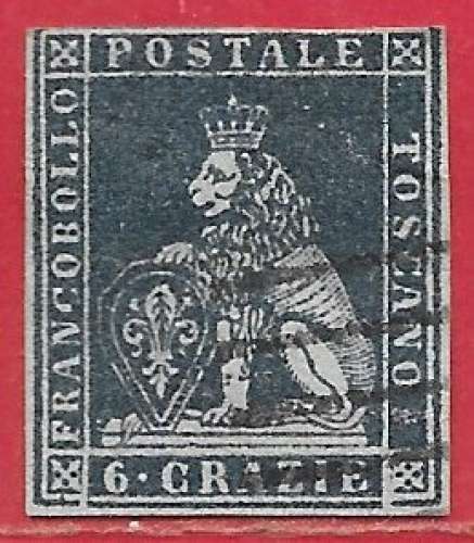 Toscane n°7 6c bleu foncé 1851 o