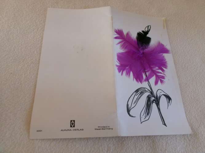 BELLE CARTE DOUBLE FANTAISIE (10.5x20)..FLEUR EN PLUME